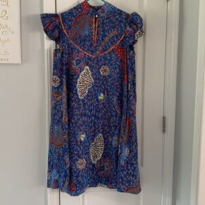 Royal Native Womens Bold Printed blue Size M vibrant African floral pockets‎